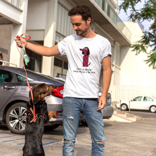 Life is Great! Dogs make it Better Men's round neck T-shirt