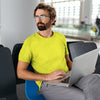 Men Fluorescent Yellow Round Neck T-shirt