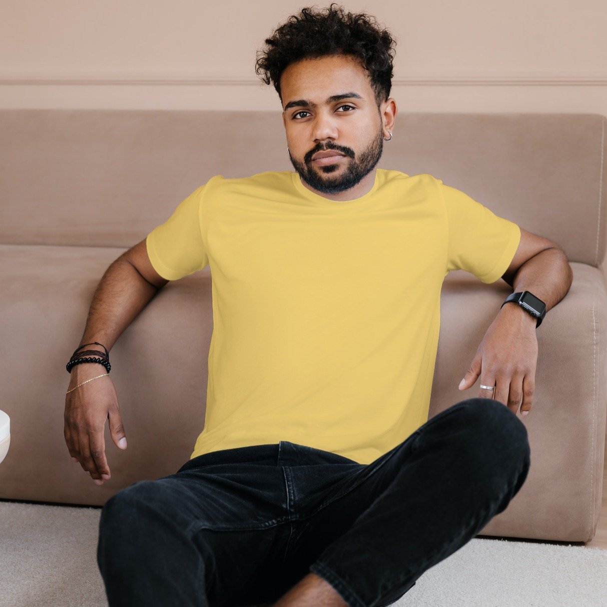 Solid: Yellow Round Neck T-Shirt