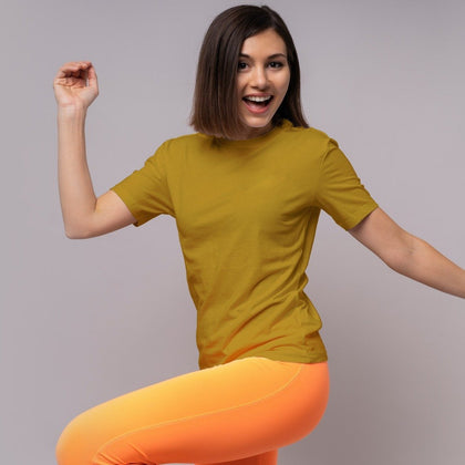 Women Mustard Yellow Round Neck T-shirt - Zaathi
